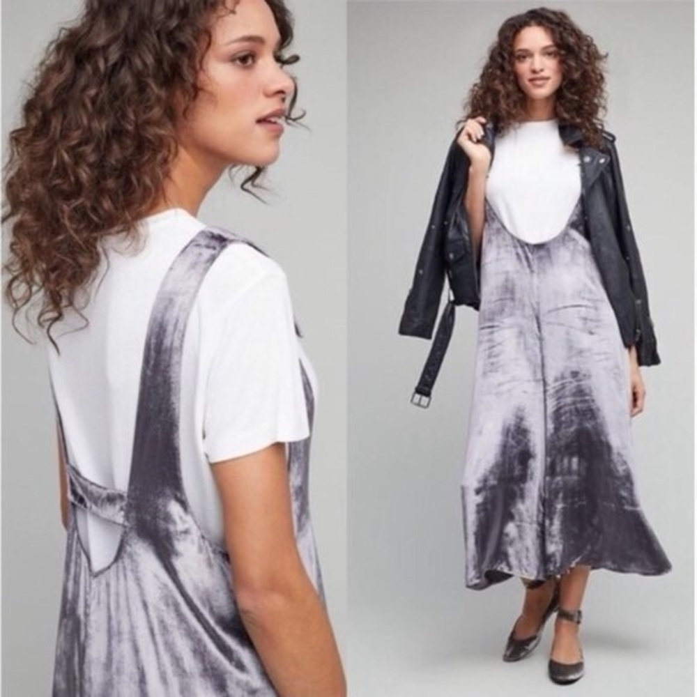 Anthropologie Maeve Monique Wide Leg Crushed Velvet Suspender Jumpsuit